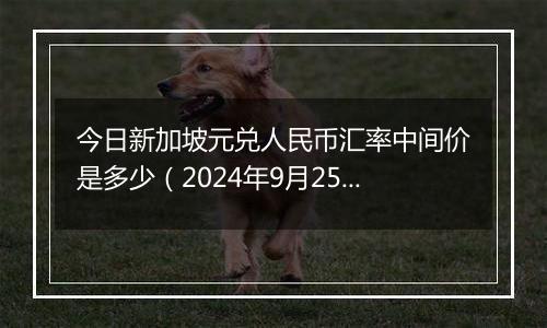 今日新加坡元兑人民币汇率中间价是多少（2024年9月25日）