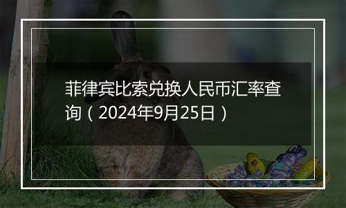 菲律宾比索兑换人民币汇率查询（2024年9月25日）