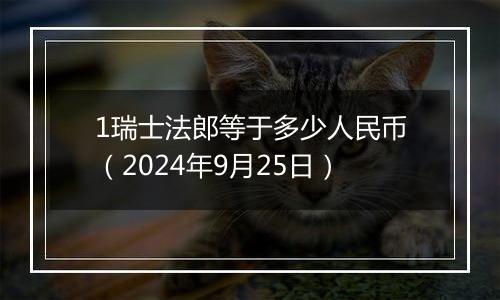 1瑞士法郎等于多少人民币（2024年9月25日）