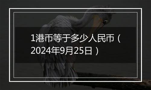 1港币等于多少人民币（2024年9月25日）