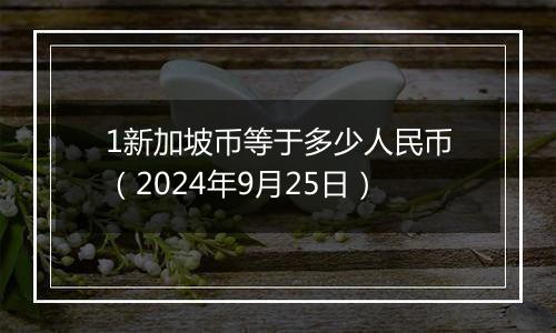 1新加坡币等于多少人民币（2024年9月25日）