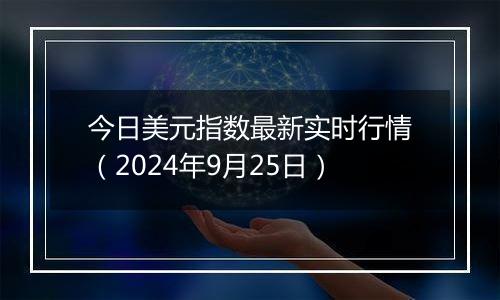 今日美元指数最新实时行情（2024年9月25日）