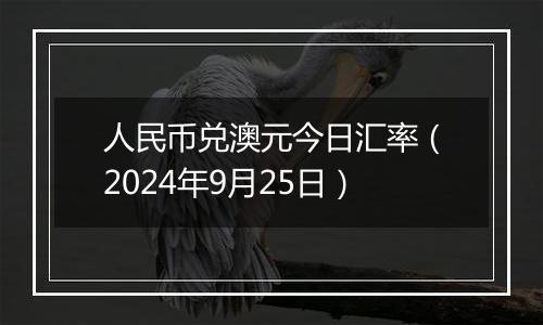 人民币兑澳元今日汇率（2024年9月25日）