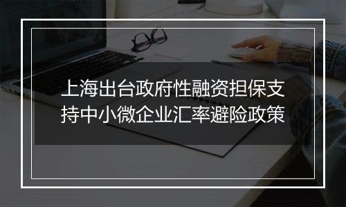 上海出台政府性融资担保支持中小微企业汇率避险政策