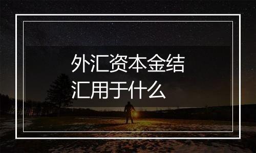 外汇资本金结汇用于什么