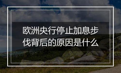 欧洲央行停止加息步伐背后的原因是什么