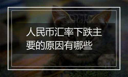 人民币汇率下跌主要的原因有哪些