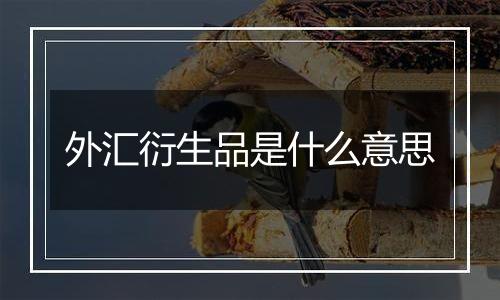 外汇衍生品是什么意思