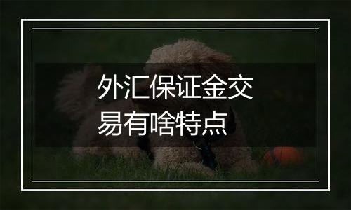 外汇保证金交易有啥特点