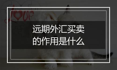 远期外汇买卖的作用是什么