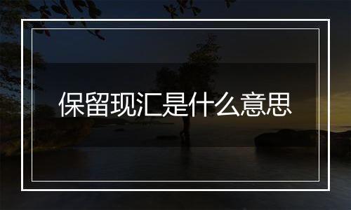 保留现汇是什么意思