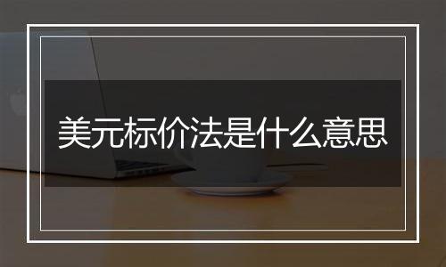 美元标价法是什么意思