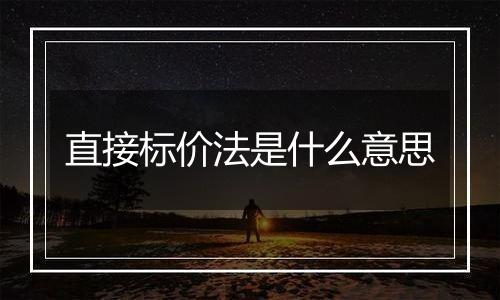 直接标价法是什么意思