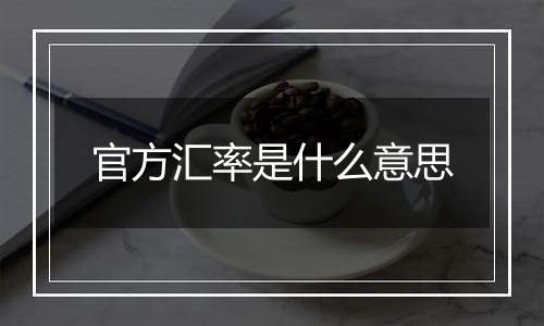 官方汇率是什么意思