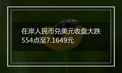 在岸人民币兑美元收盘大跌554点至7.1649元