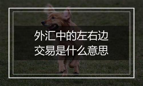 外汇中的左右边交易是什么意思