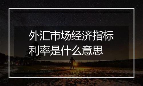 外汇市场经济指标利率是什么意思