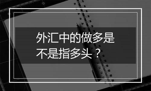 外汇中的做多是不是指多头？