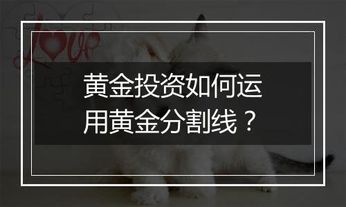 黄金投资如何运用黄金分割线？