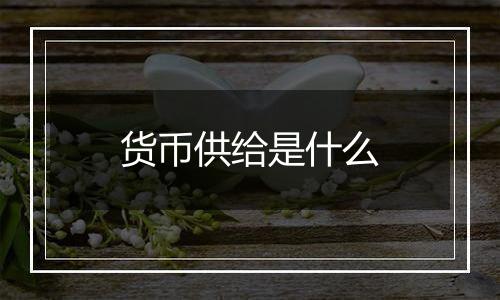 货币供给是什么