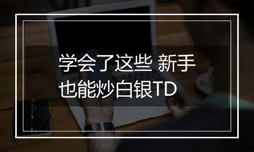 学会了这些 新手也能炒白银TD