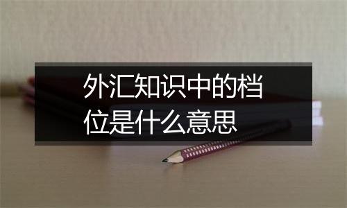 外汇知识中的档位是什么意思