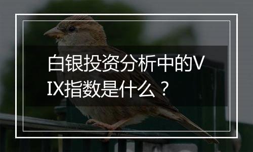 白银投资分析中的VIX指数是什么？