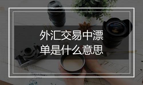 外汇交易中漂单是什么意思