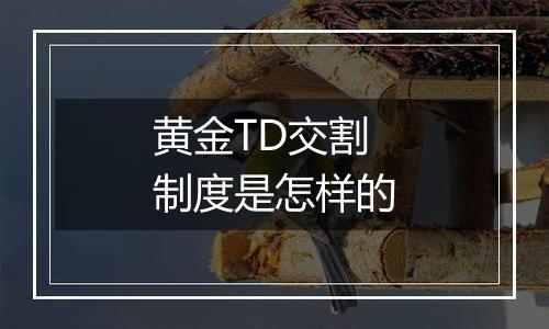 黄金TD交割制度是怎样的