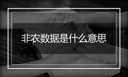 非农数据是什么意思