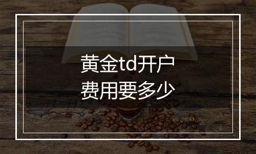 黄金td开户费用要多少