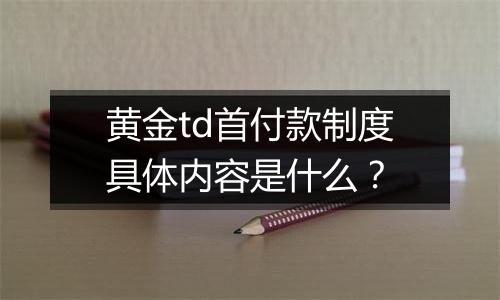 黄金td首付款制度具体内容是什么？