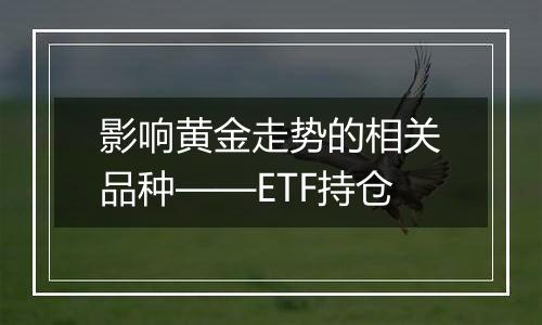 影响黄金走势的相关品种——ETF持仓