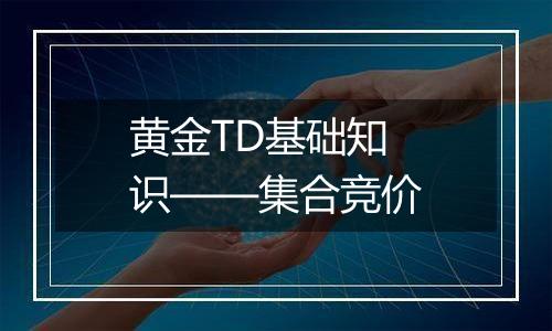 黄金TD基础知识——集合竞价