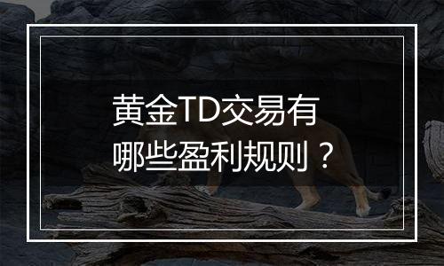 黄金TD交易有哪些盈利规则？