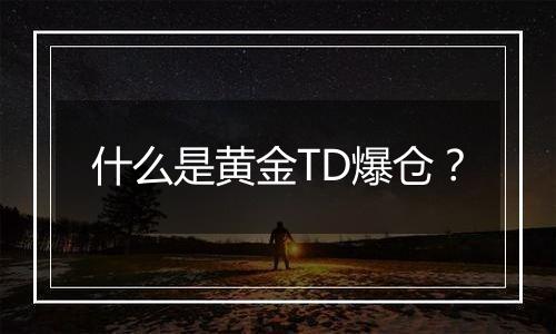 什么是黄金TD爆仓？