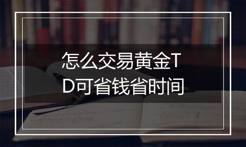 怎么交易黄金TD可省钱省时间