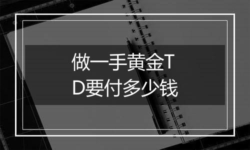 做一手黄金TD要付多少钱