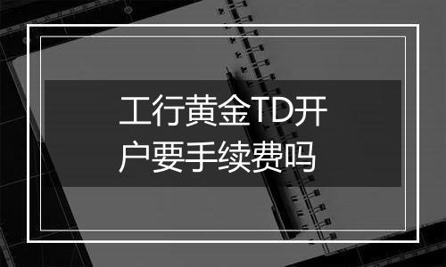 工行黄金TD开户要手续费吗