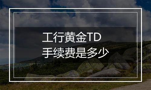 工行黄金TD手续费是多少