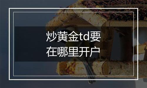 炒黄金td要在哪里开户