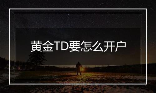 黄金TD要怎么开户