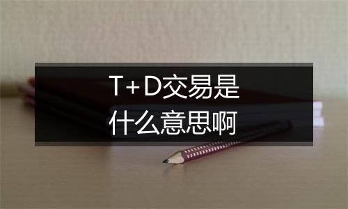 T+D交易是什么意思啊