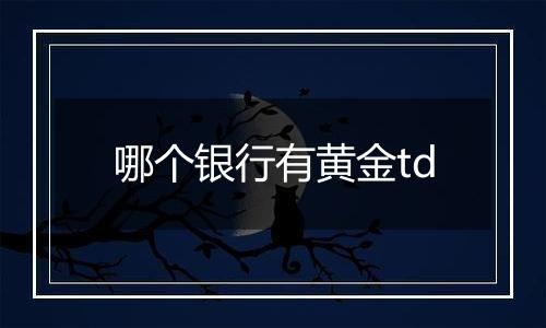 哪个银行有黄金td