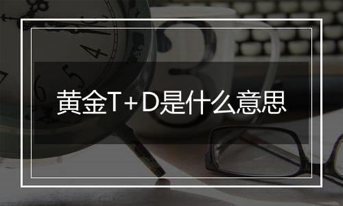 黄金T+D是什么意思