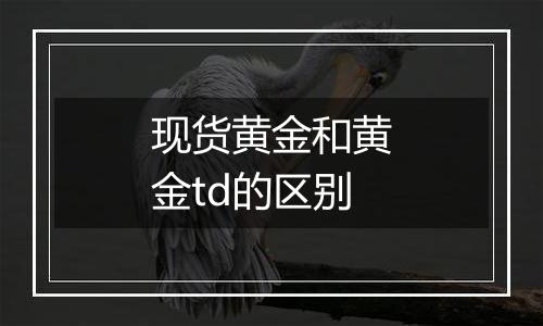 现货黄金和黄金td的区别