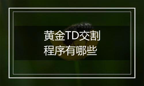 黄金TD交割程序有哪些