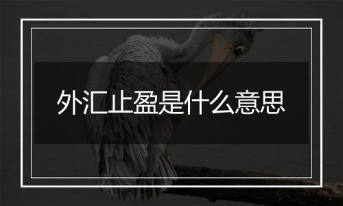 外汇止盈是什么意思