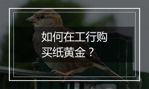 如何在工行购买纸黄金？