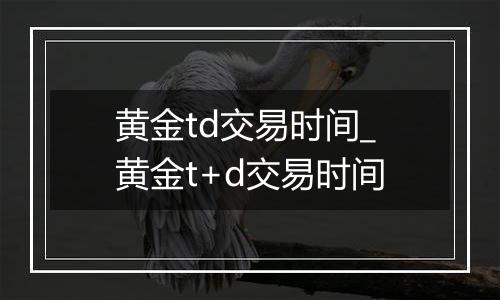 黄金td交易时间_黄金t+d交易时间